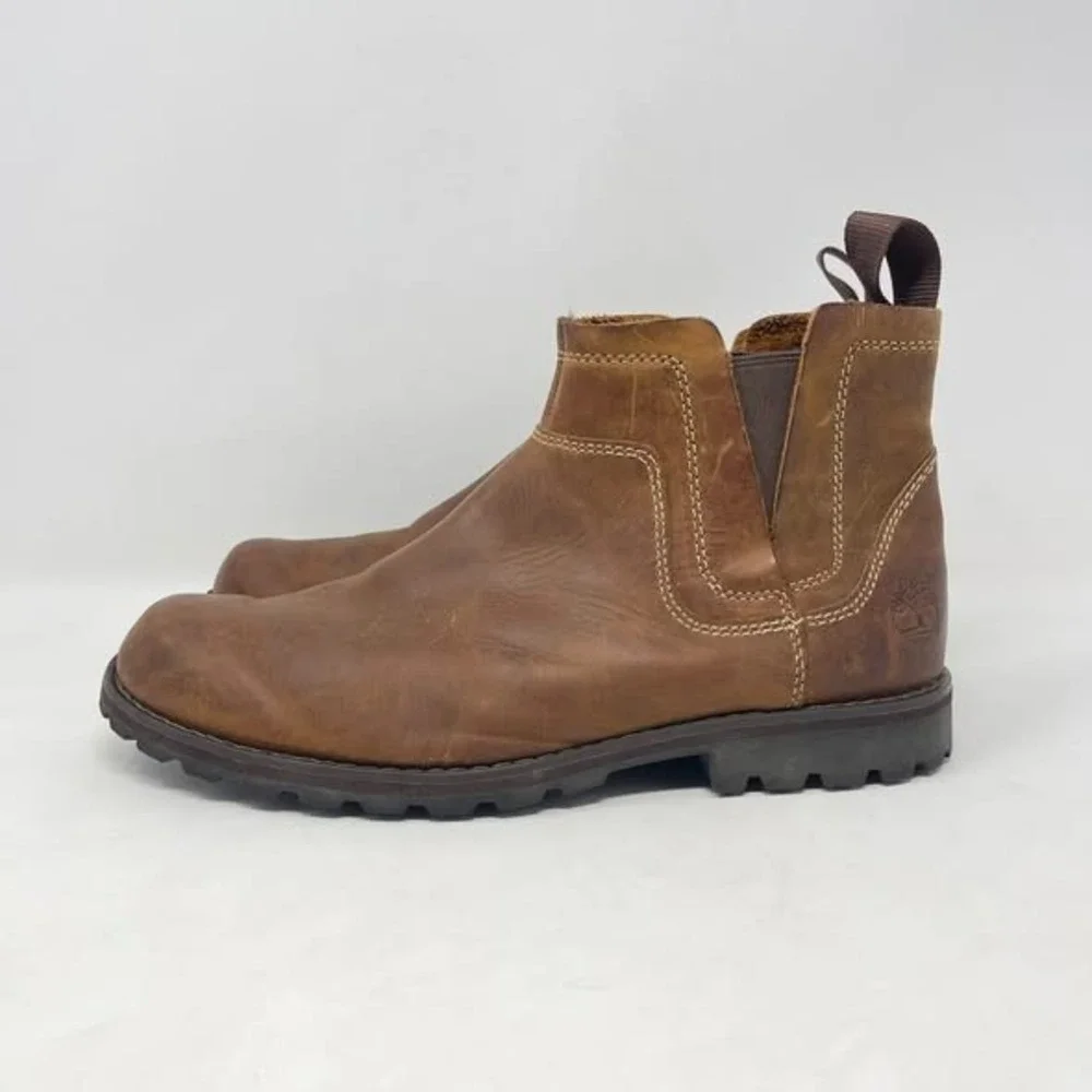 Timberland Mens‎ EarthKeepers Originals Chelsea Boot Brown Leather Pull On 11.5